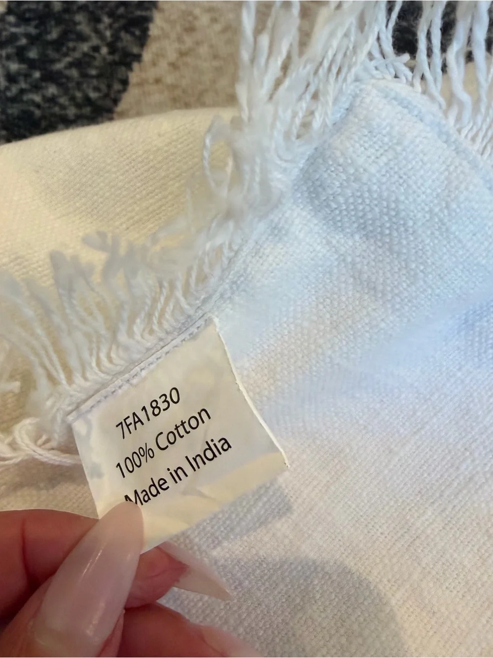 NEW CREATIVE CO-OP cotton table runner with Christmas tree and fringe nwot 69 in